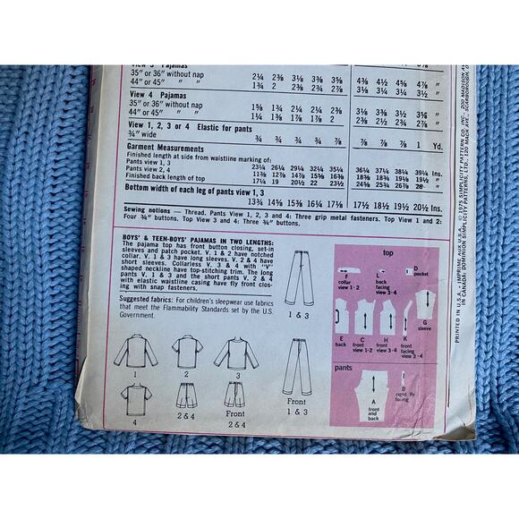 Simplicity sewing pattern  6427 boys pajamas top pant shorts - Picture 5 of 5